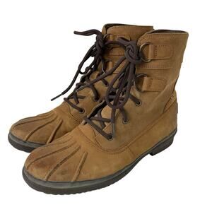 UGG Kesey Waterproof Leather Suede Duck Boots Women’s 8.5 Brown Lace Up